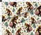Bigfoot Mushroom Foraging Whimsical Funny Quirky Sasquatch Green Brown Red Custom Printed Fabric by Spoonflower Various Fabrics by the Yard or Fat Quarter